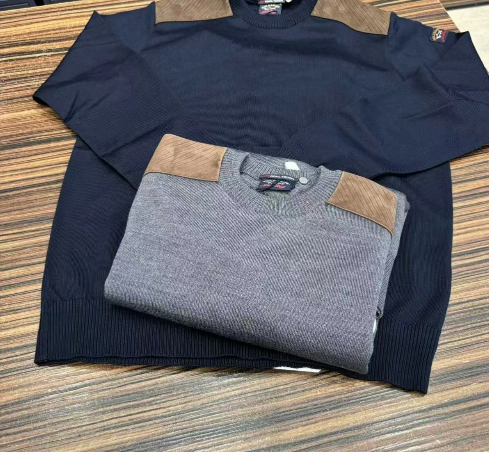保鲨 不退换 肩部拼接麂皮羊毛毛衣　下单联系客服
