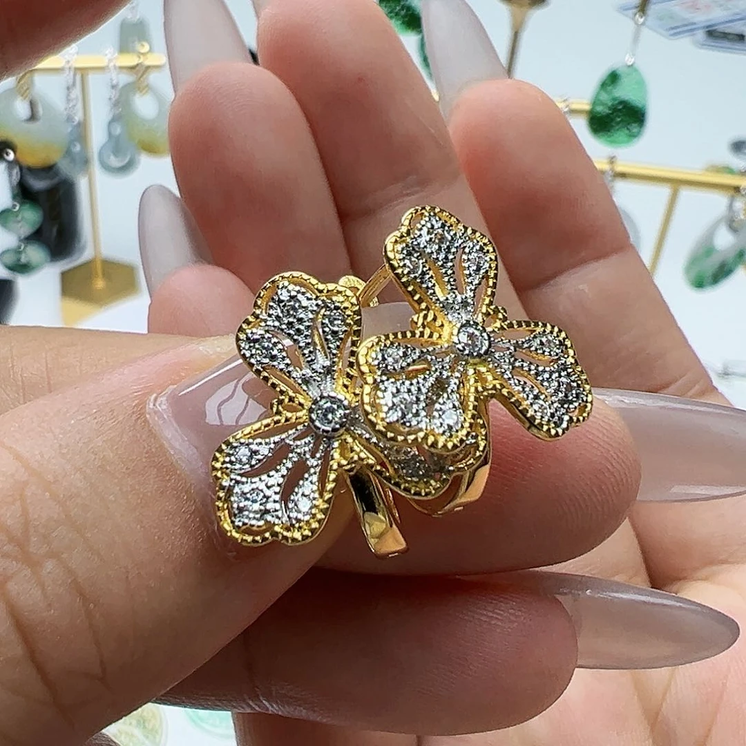 银S925镶嵌翡翠耳饰天然缅甸A货翡翠