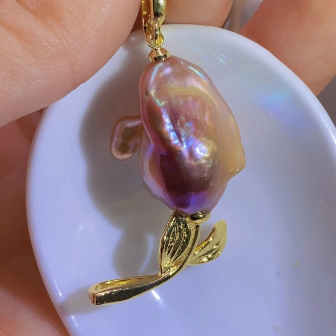 银S925镶嵌淡水珍珠天然淡水珍珠无染色无优化