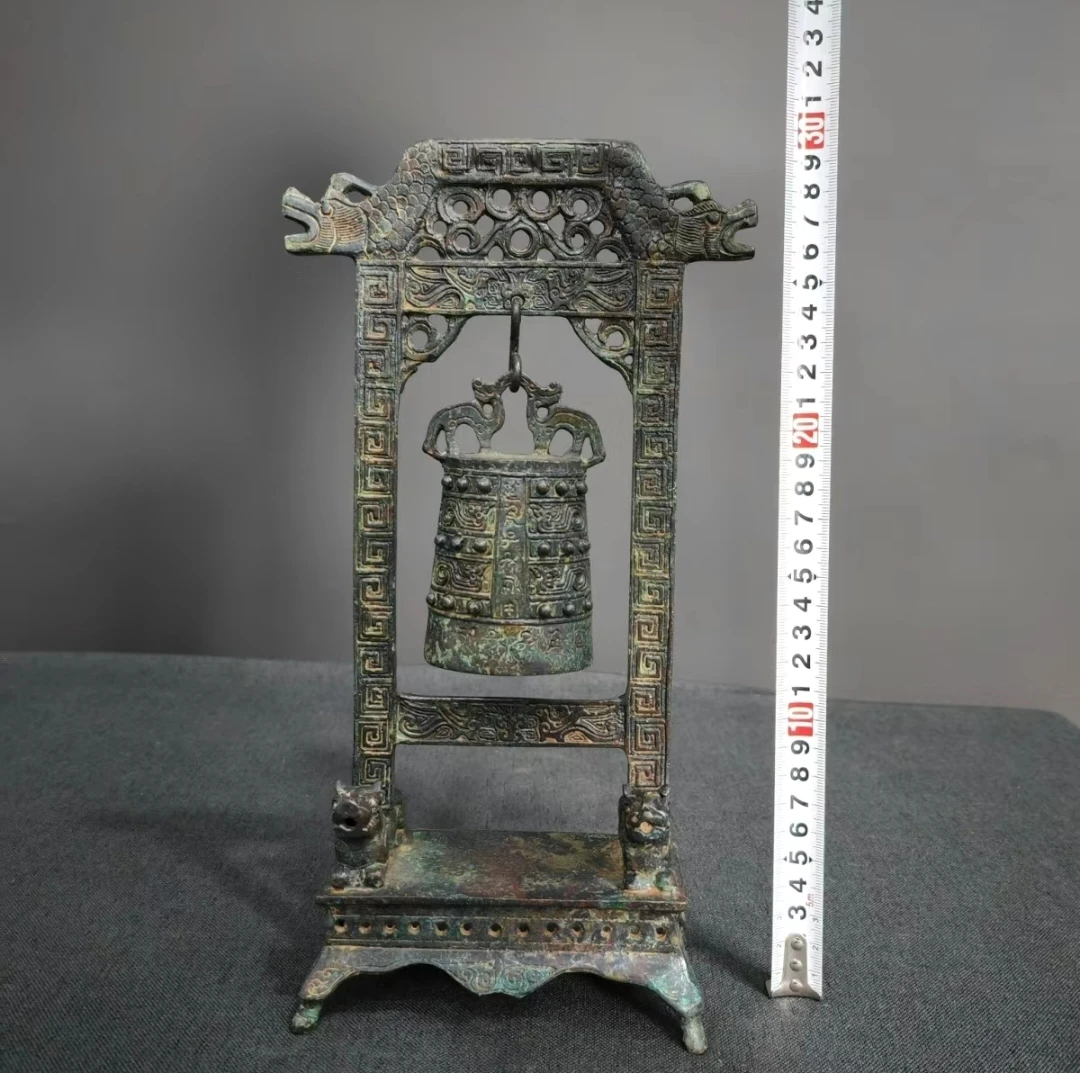 仿古青铜器西周虎座双龙编钟古代乐器风格桌面装饰品