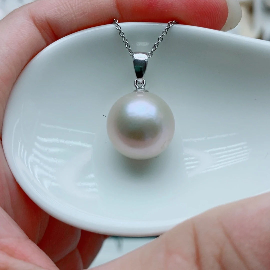 淡水珍珠银S925镶嵌吊坠(赠链)13.3mm