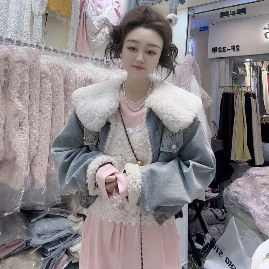 新品法式小众翻领牛仔外套短款外套气质百搭