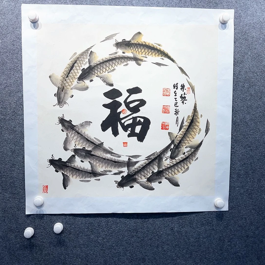 国画纯手绘画心原创