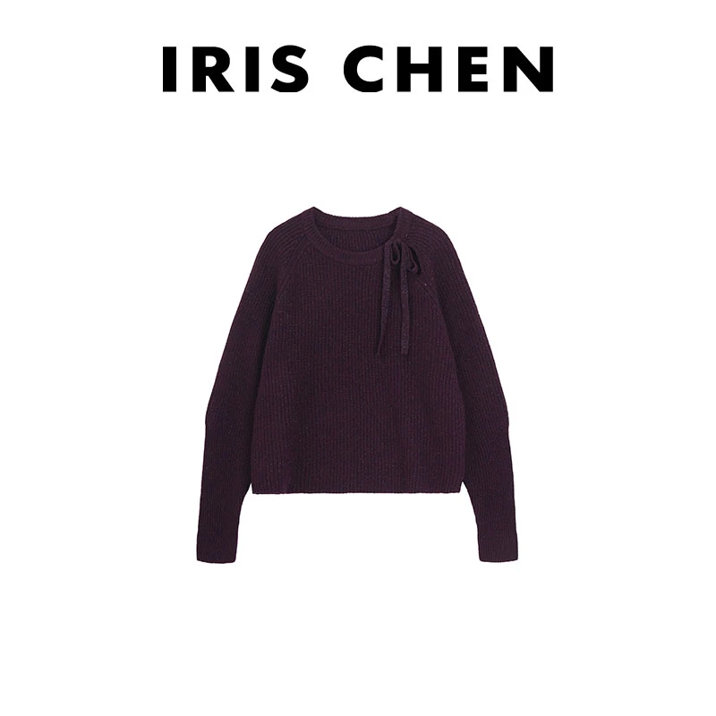 【现货】IRIS CHEN 威廉 2025冬款“100绵羊毛340g”蝴蝶绑带针织衫