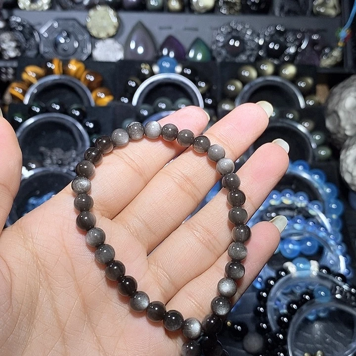 黑曜岩未镶嵌手链@****$