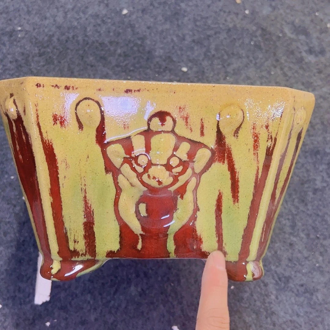 红陶正宗岭南石湾盆放漏