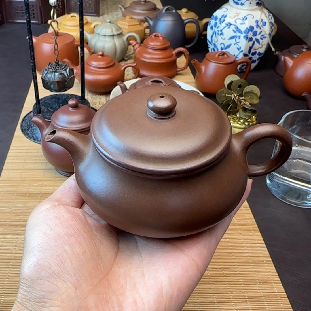 茶壶紫砂紫泥黑星土明炉140cc