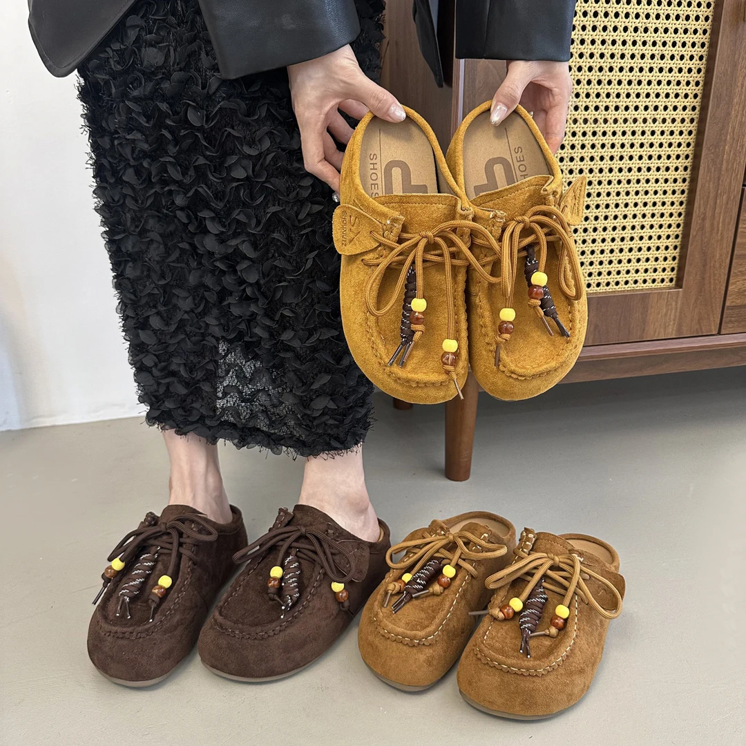 厚底内增高勃肯鞋2025新款夏秋配裙子一脚蹬懒人包头鞋博肯半拖鞋