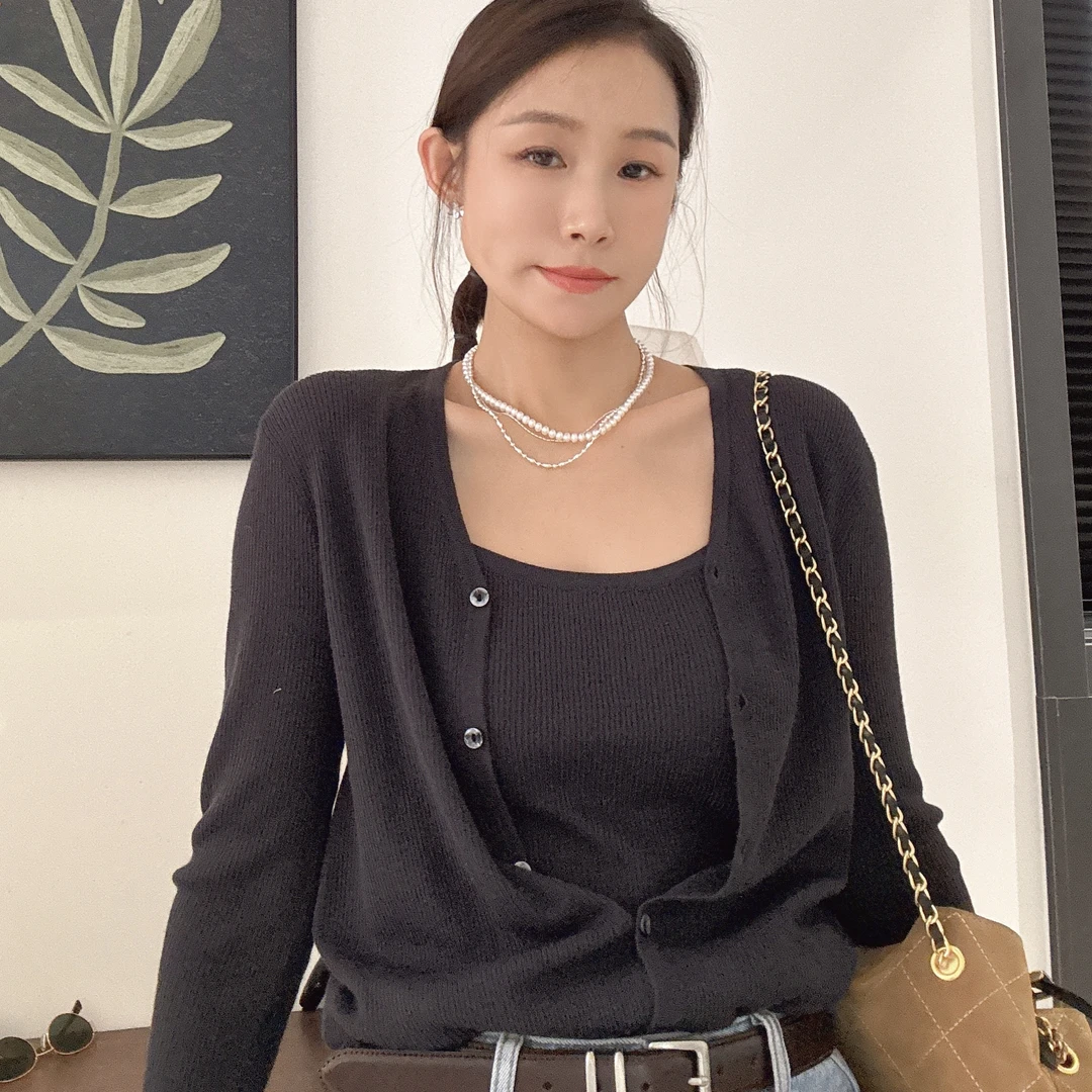 【丽姐女装】叠穿两件套｜干净又温柔的秋天松弛气质针织衫开衫M0389