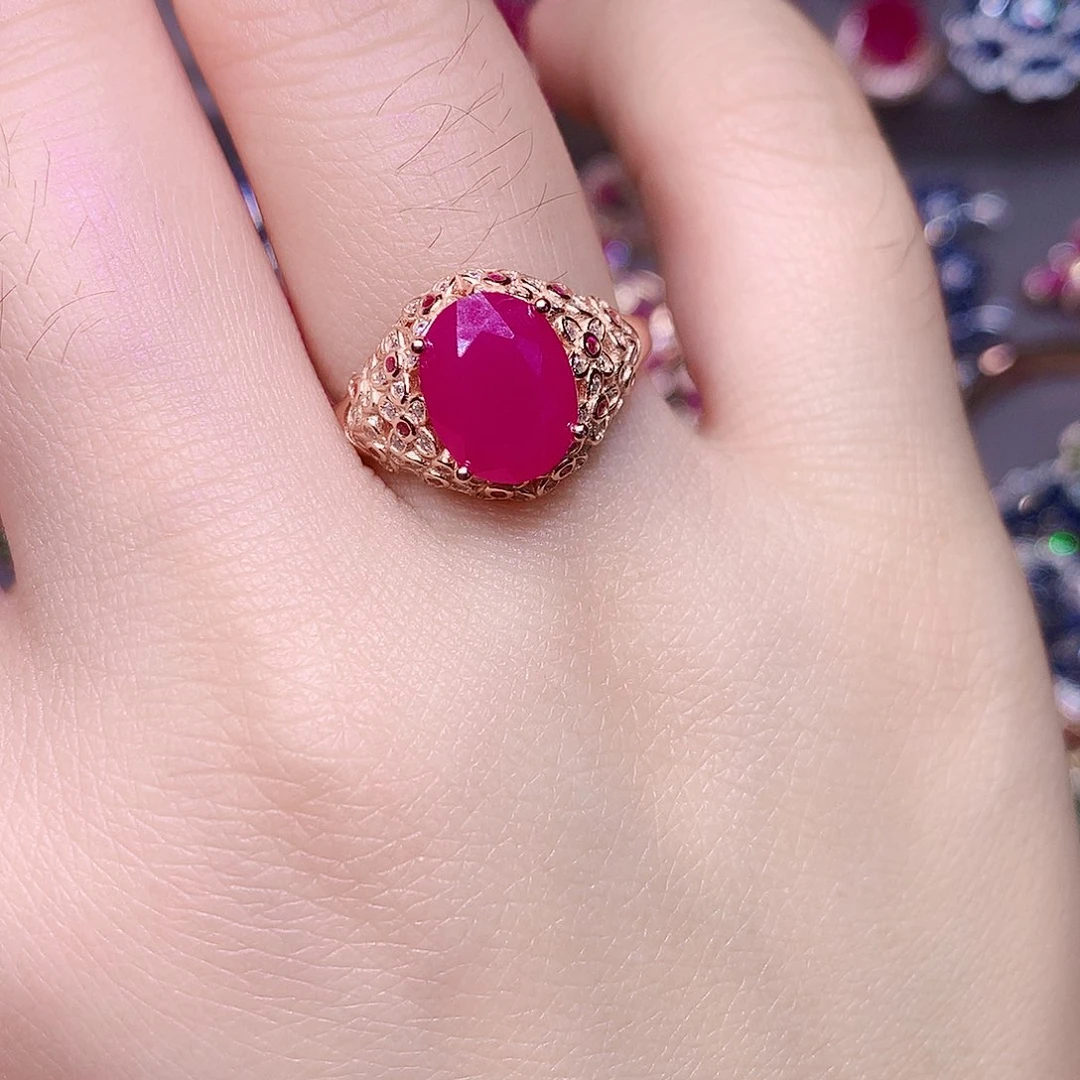 银S925镶嵌戒指红宝石