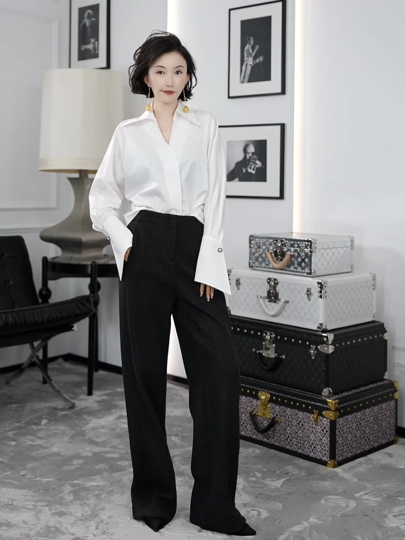 Betty Bairn【知否】高端极简套头翻领衬衫24B-BW7278