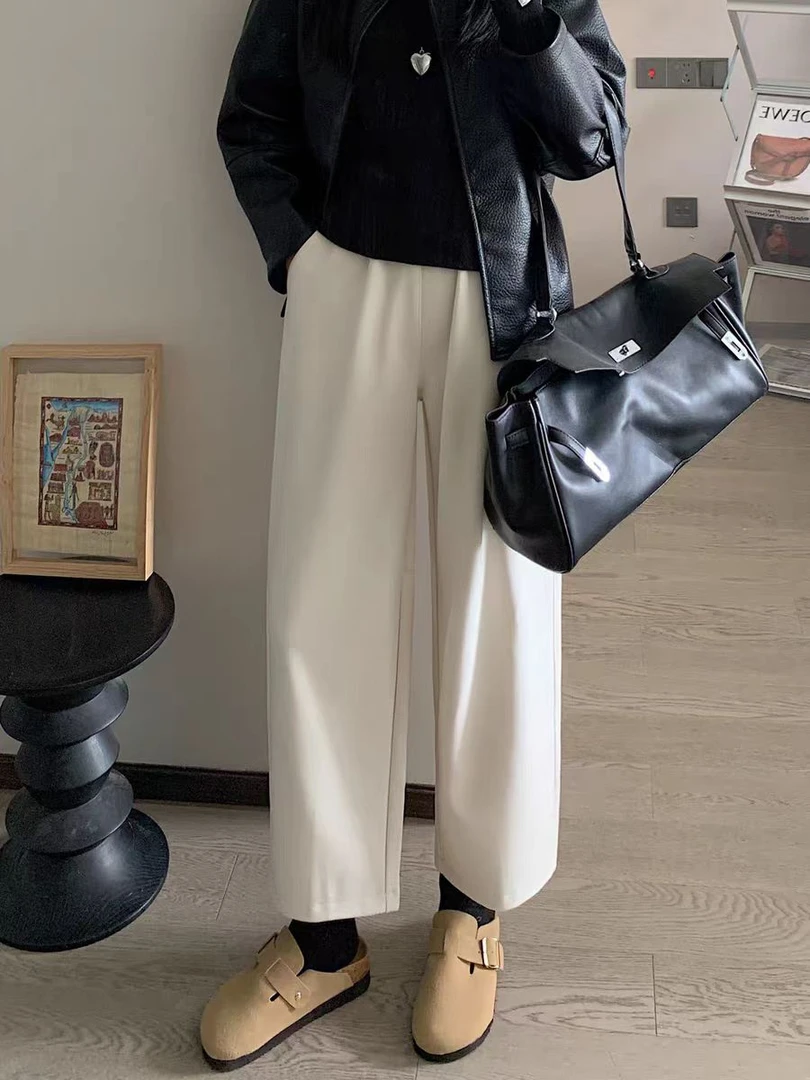 MB直筒防风磨毛女裤