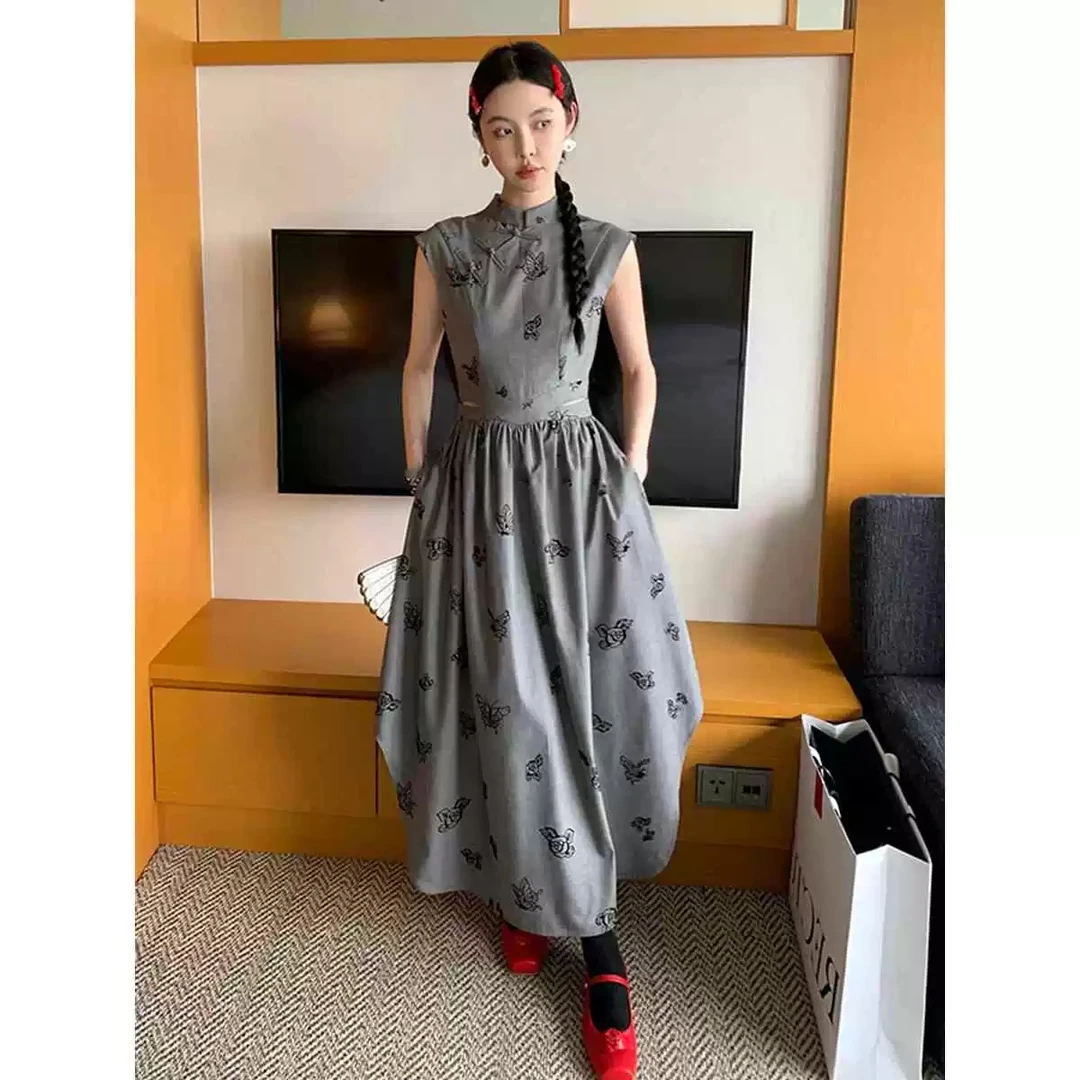 【旗开得胜】夏季新款立领新中式连衣裙旗袍设计感极简风时尚气质