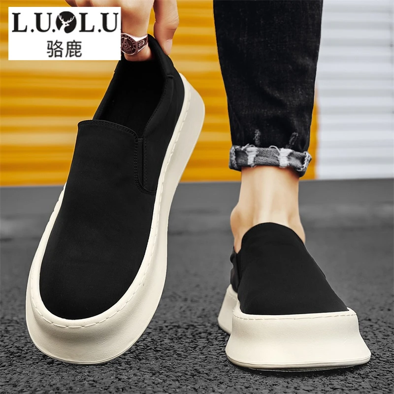 骆鹿布鞋男夏季透气冰丝软底耐磨一脚蹬时尚休闲鞋工作防滑帆布鞋