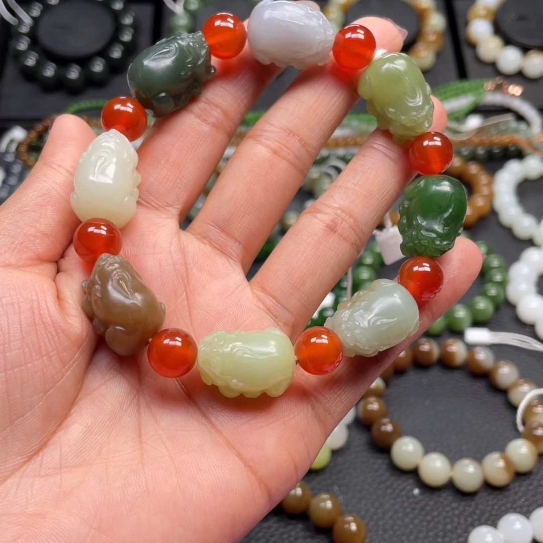 和田玉银S925镶嵌手链