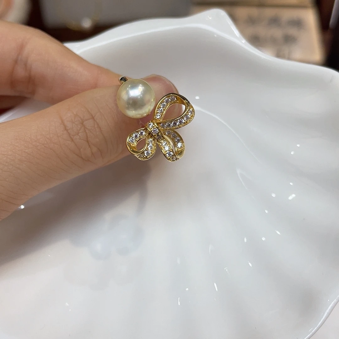 银S925镶嵌戒指海水珍珠
