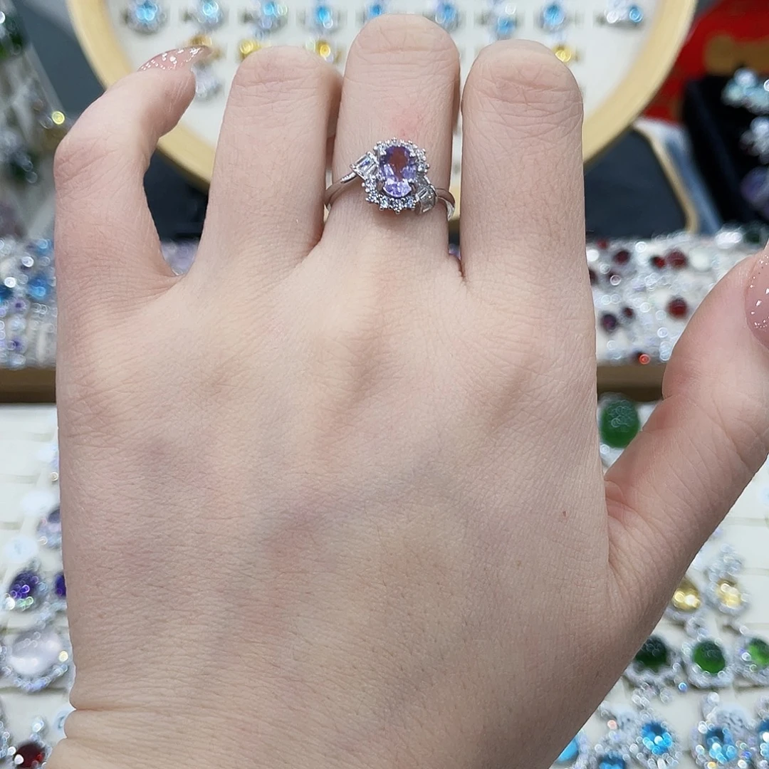 银S925镶嵌戒指紫晶戒指