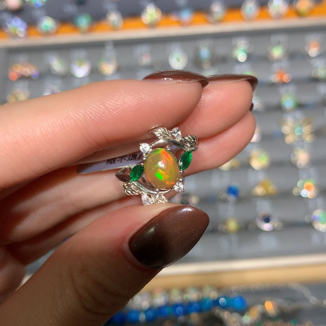 银S925镶嵌欧泊欧泊戒指t