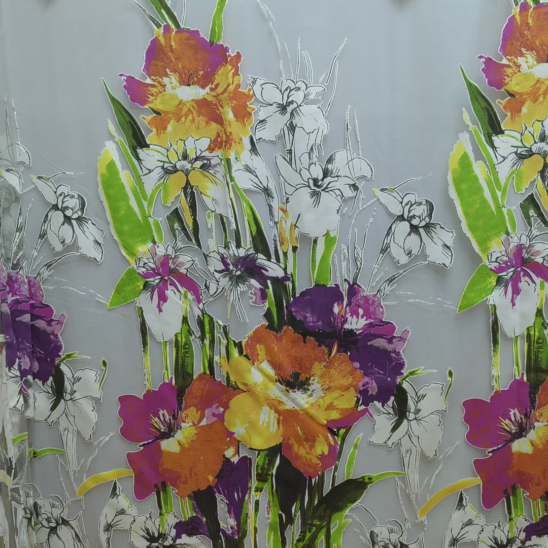 00768 窗帘纱挂钩款成品3d印花卧室奢华纱帘宽6米高2.7米对开设计