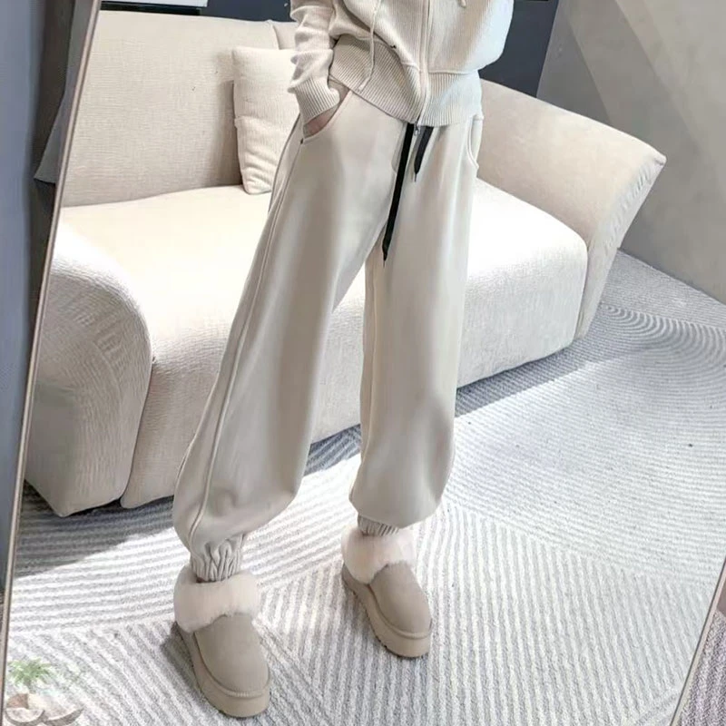 【藏肉魔法】2025秋季新款时尚加绒休闲萝卜裤卫裤女高腰显瘦束脚裤