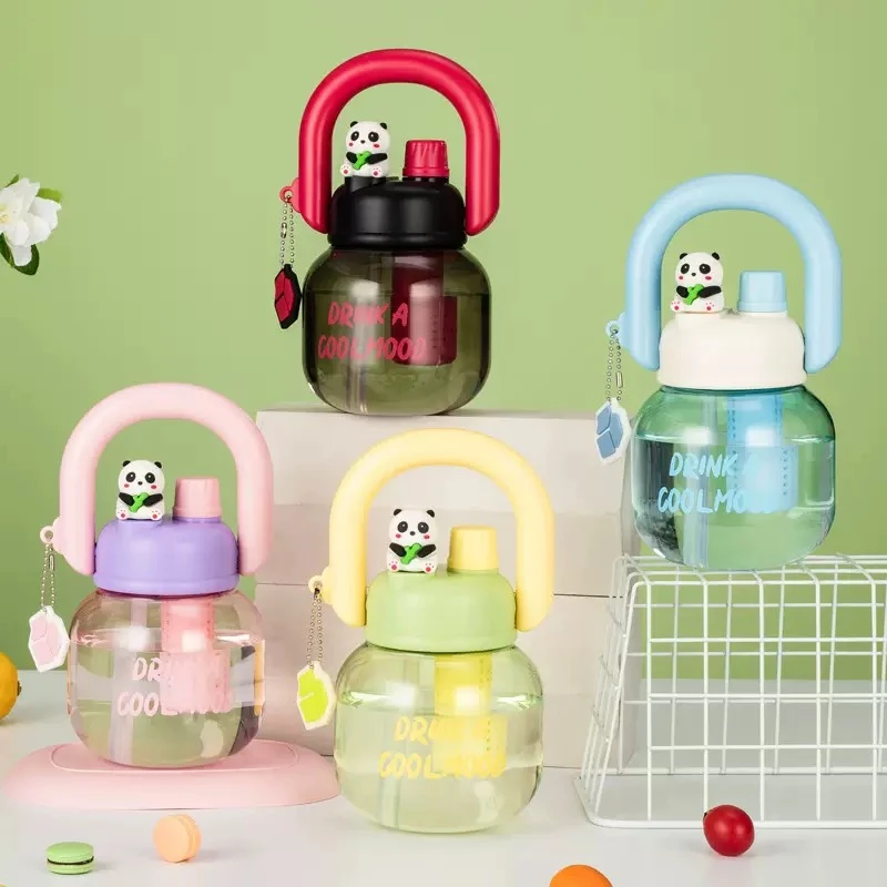 夏季新款大容量大肚杯女生高颜值吨吨杯学生儿童便携式手提双饮杯