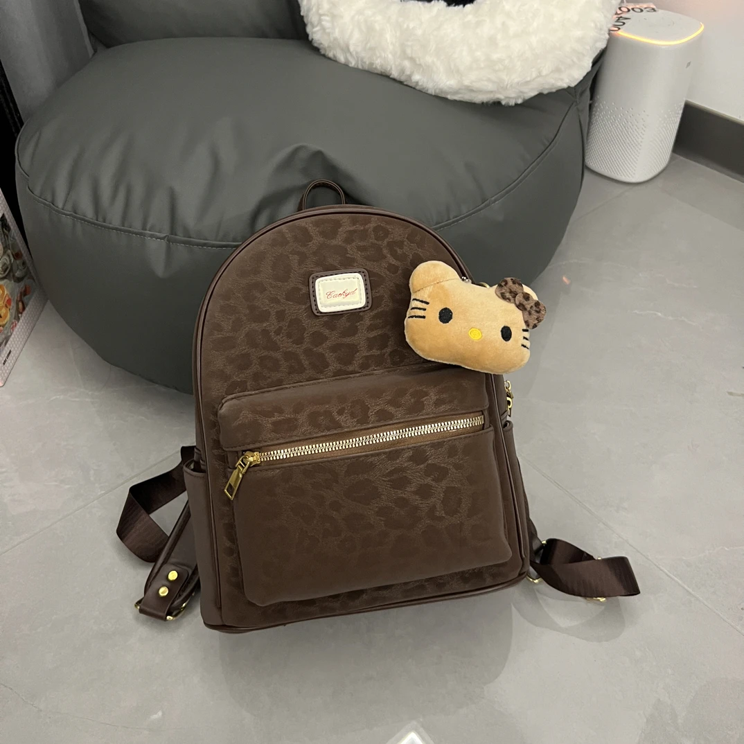 螺狮粉「复古百搭」豹纹大双肩Z27