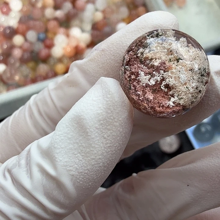 彩幽灵17.6mm打孔定制不退换未镶嵌水晶月**囡