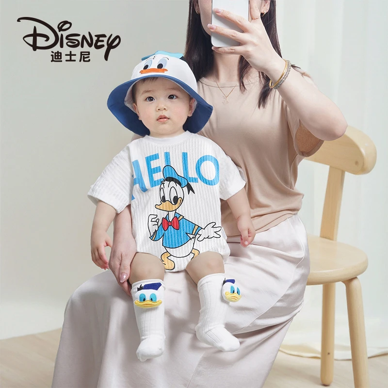 Disney/迪士尼夏季衣服2025新生儿洋气三角哈纯棉薄款包屁衣2件装