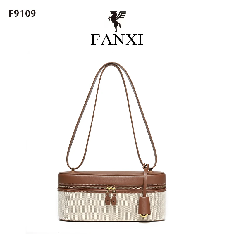 【新品首发】【魏哥专属】FANXI凡喜时尚百搭定制轻奢单肩包F9109白棕