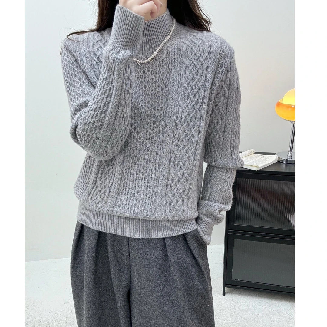 2253【各种麻花中领毛衣】秋冬女士半高领宽松时尚内搭针织打底衫