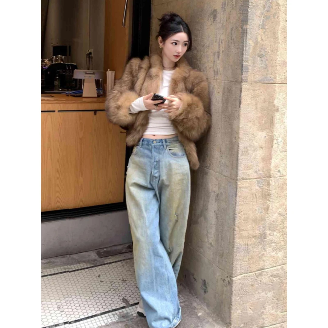 【专柜轻奢】初灿美拉德覆古酷和时髦的高端皮草外衣年轻时尚皮草