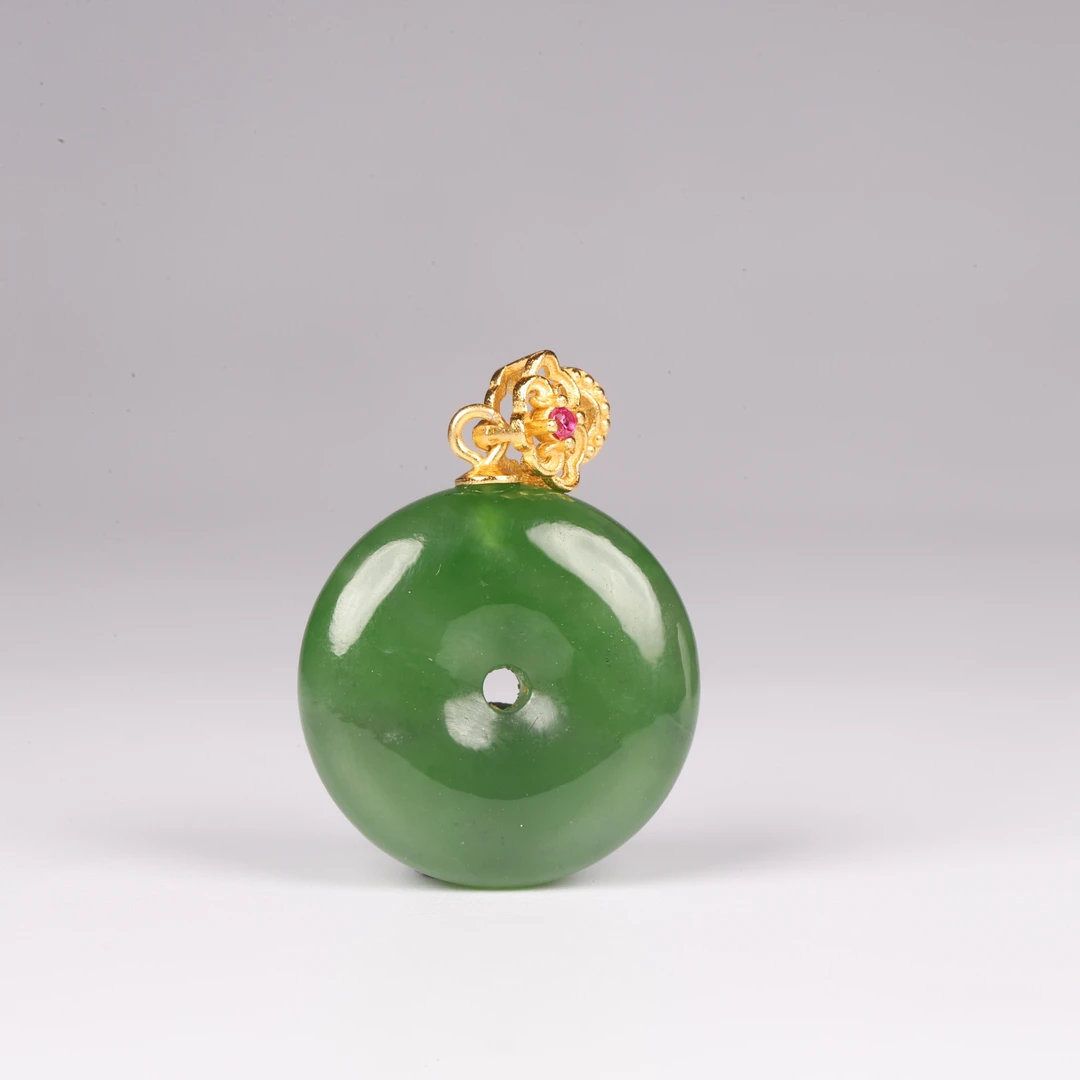 俄罗斯碧玉平安扣镶嵌s925银吊坠FF0657-1多样性发其一