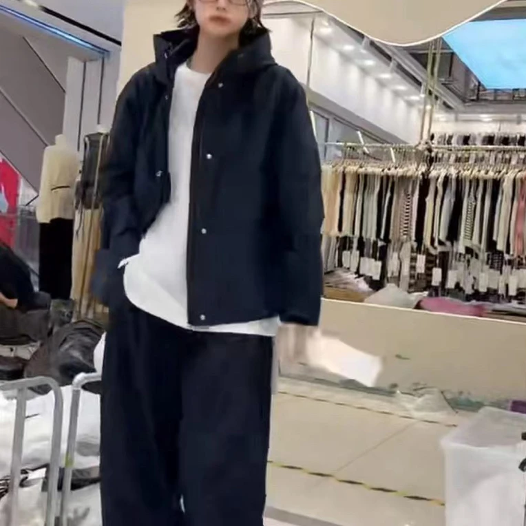 邹先森872-30 连帽外套女宽松防风户外登山服工装风衣休闲ins