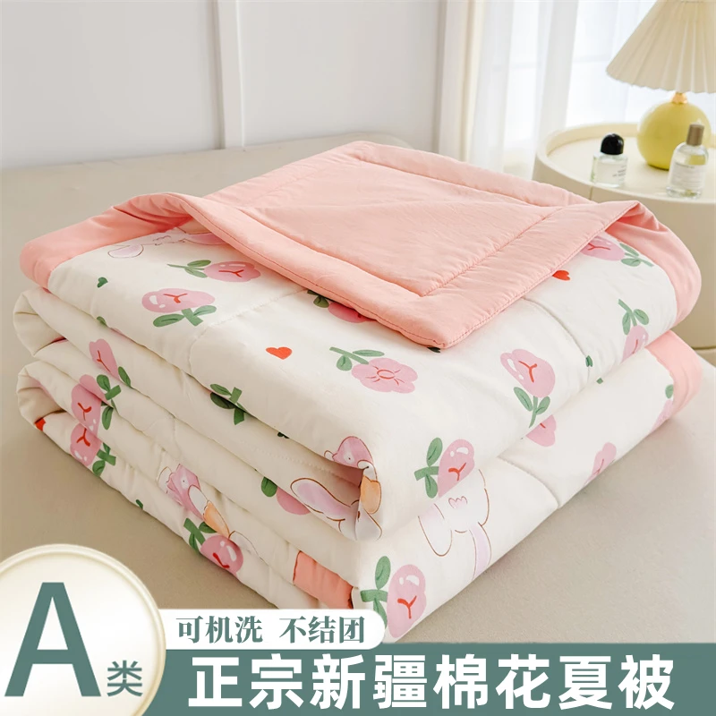 新疆棉花夏被A类水洗棉夏被纯新疆棉花被印花夏凉被空调被薄被子