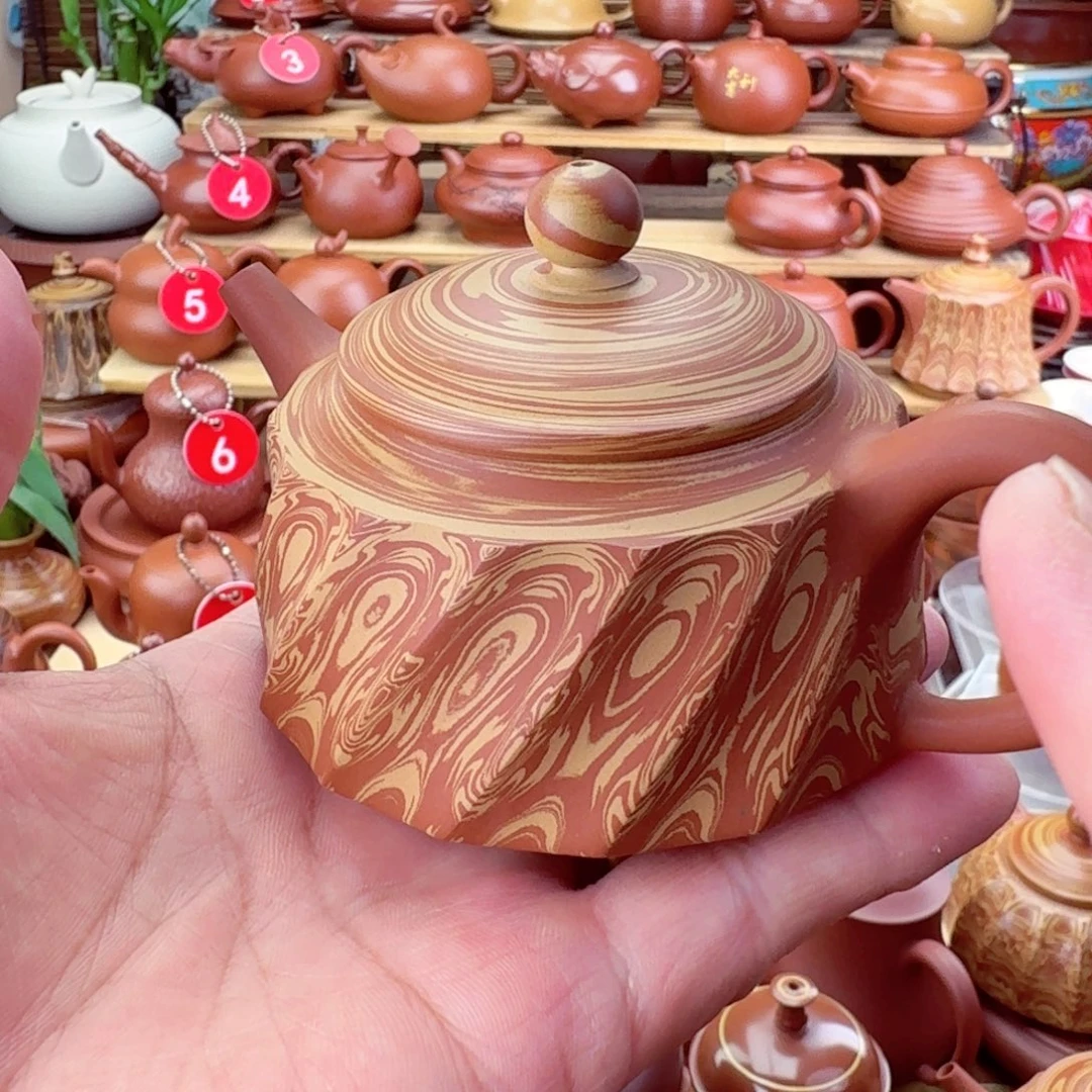 圆***.茶壶紫砂切片扭转115 cc手拉