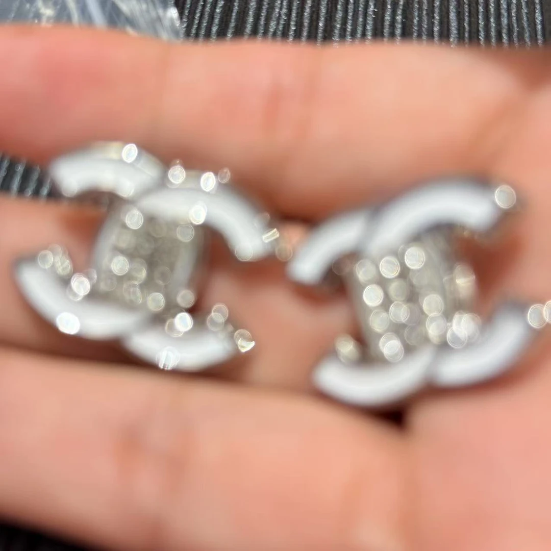 铜合金珐琅耳饰 【极简风白色时尚耳环13号】