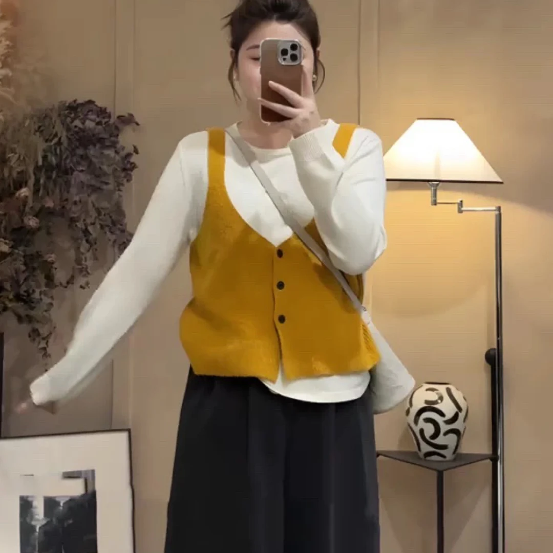 1221大码女装拼接假两件上衣