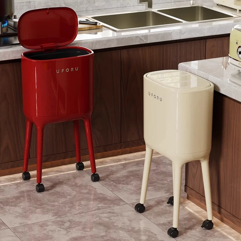 厨房专用高脚垃圾桶家用新款高颜值带盖可移动大容量免弯腰垃圾桶