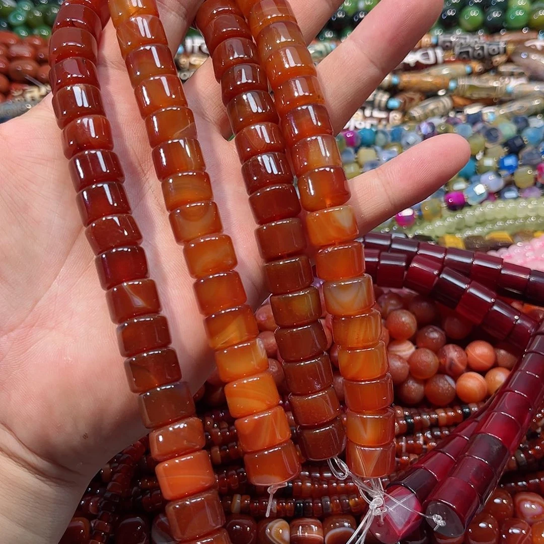 玛瑙/玉髓合金珠宝半成品玛瑙剁珠一条14x10mm