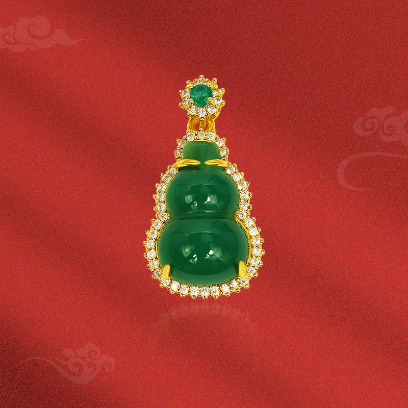 【唐糖甄选】福禄双全春绿葫芦玉髓合金镶嵌吊坠赠链【ZDZ437】