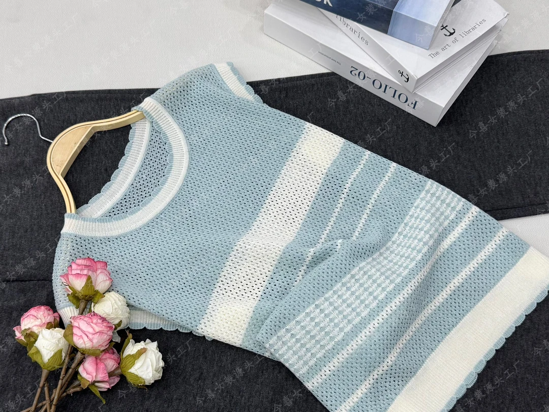 【蓝色条纹套头】新款百搭时尚宽松短袖上衣QC3131