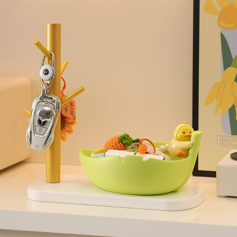 新款一叶暴富鸭摆件钥匙玄关收纳办公室桌面装饰树脂摆件乔迁礼品