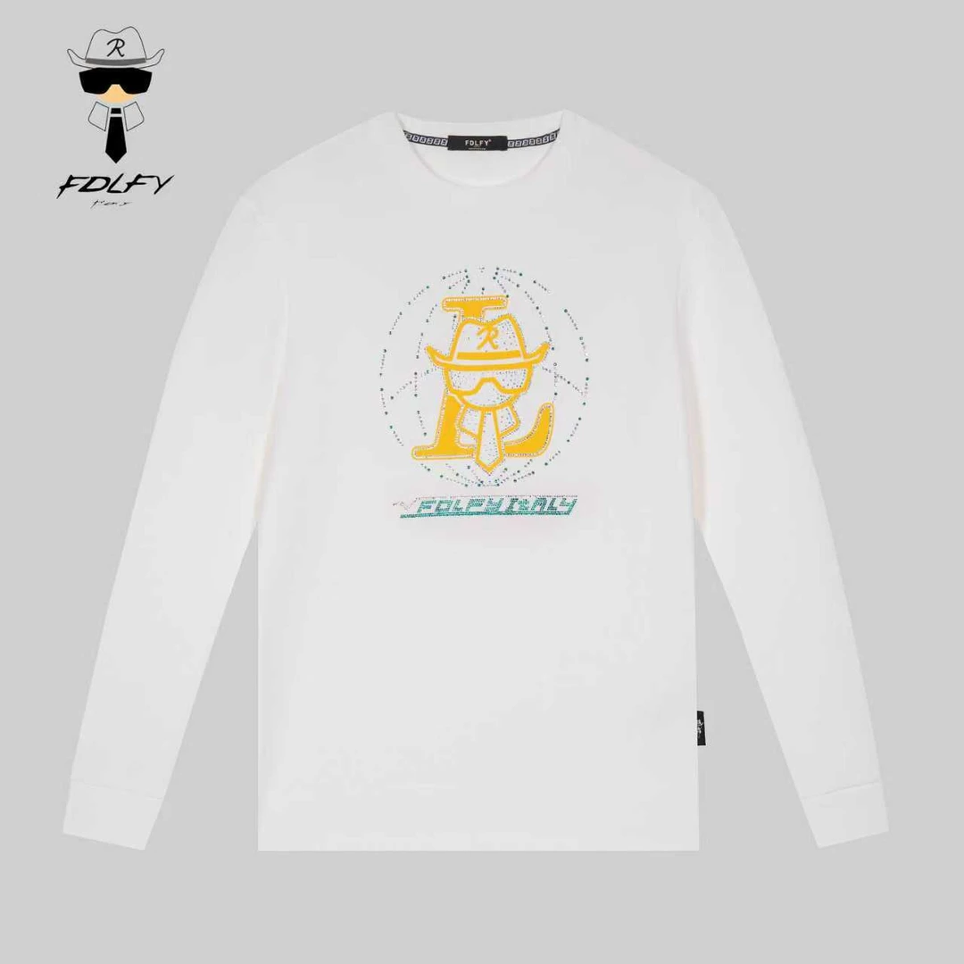 FDLFY老佛爷男士卫衣秋冬季长袖烫钻上衣休闲百搭高端轻奢打底衫