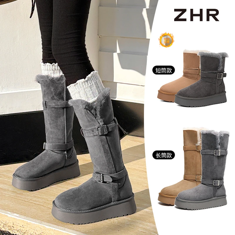 【则则/ZHR】跟高4.5CM 厚底雪地靴IQ01长筒/IQ01H短筒 双色可选