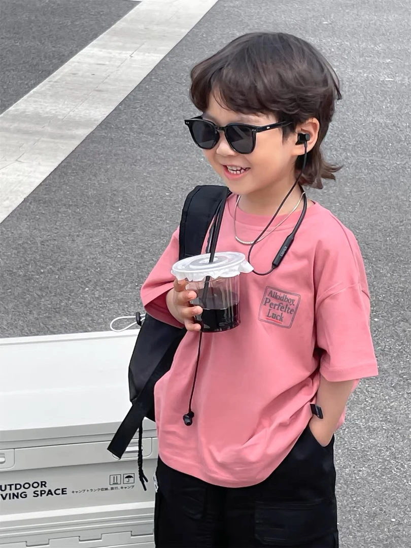 时髦洋气2025纯棉新款潮流高档T恤男童2025年款衣服儿童