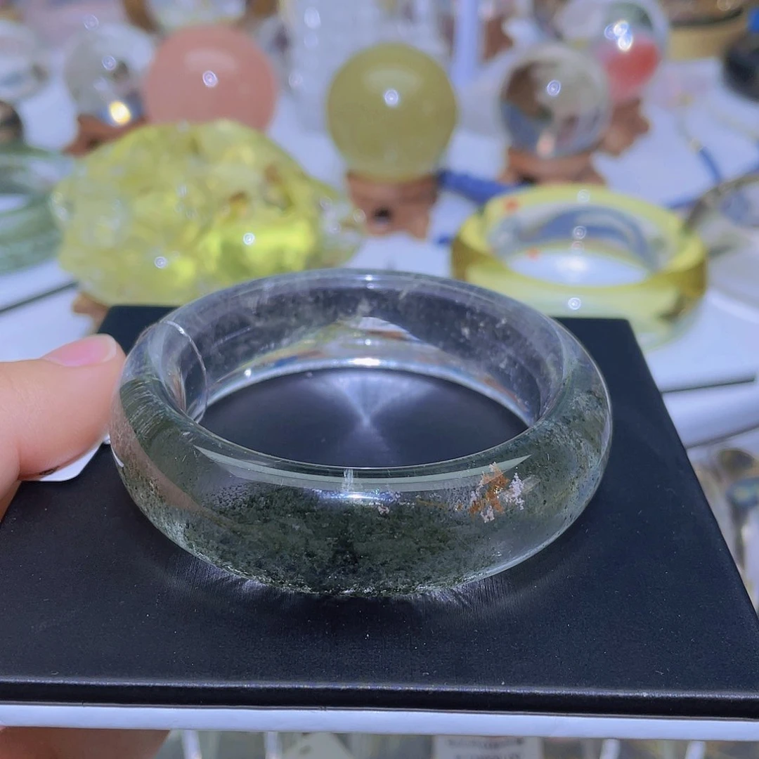 水晶手镯未镶嵌天然绿幽灵手镯