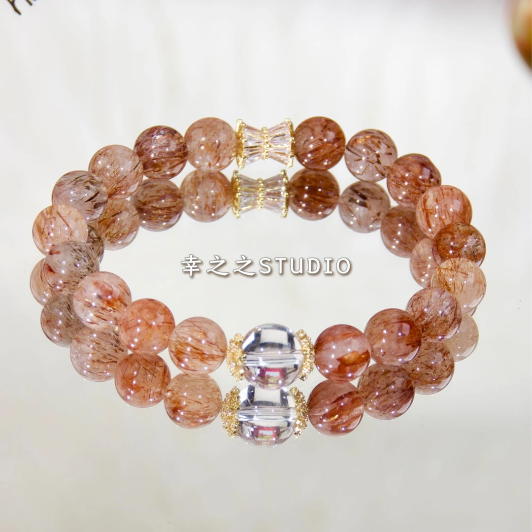 s1018【黑金大女主】天然黑金超水晶手串精致百搭手链 多样性发其一