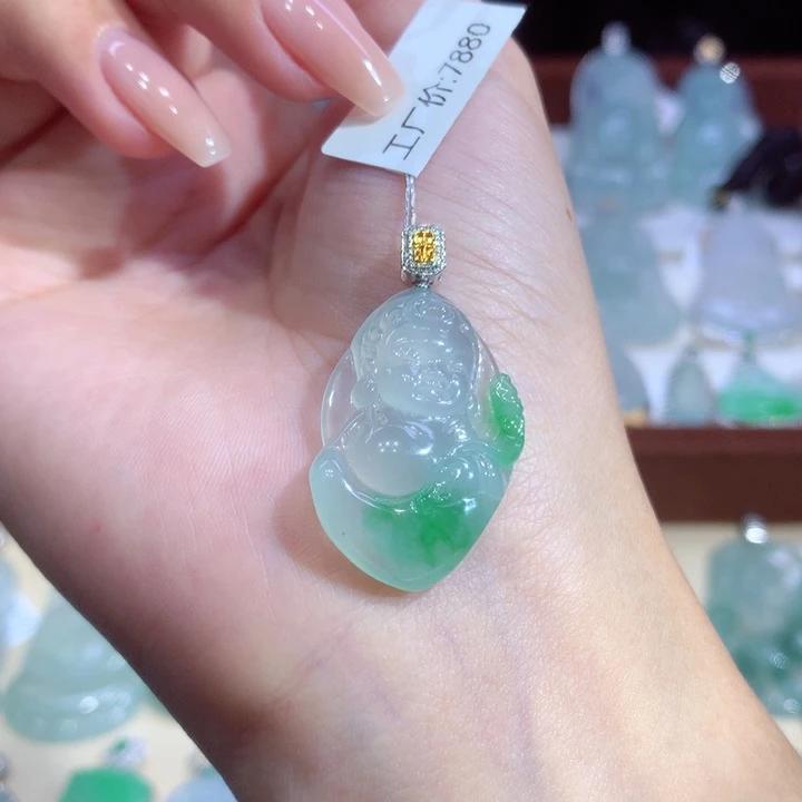 翡翠18K金镶嵌吊坠(不含链)