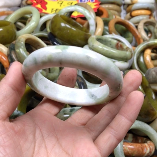 未镶嵌蛇纹石玉手镯小***创