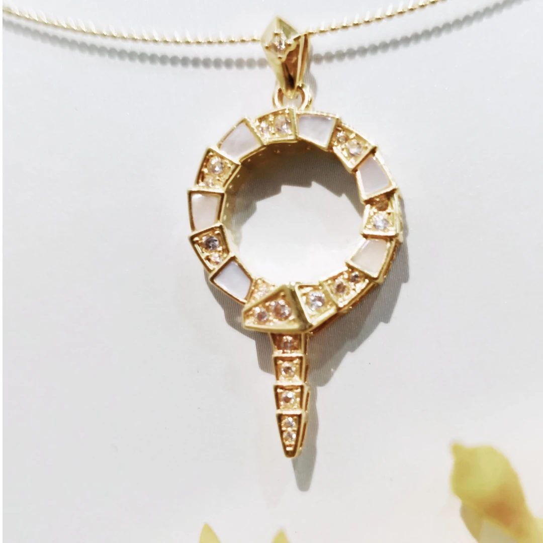 18k金 白贝母单吊坠（不含链）女士时尚潮流百搭